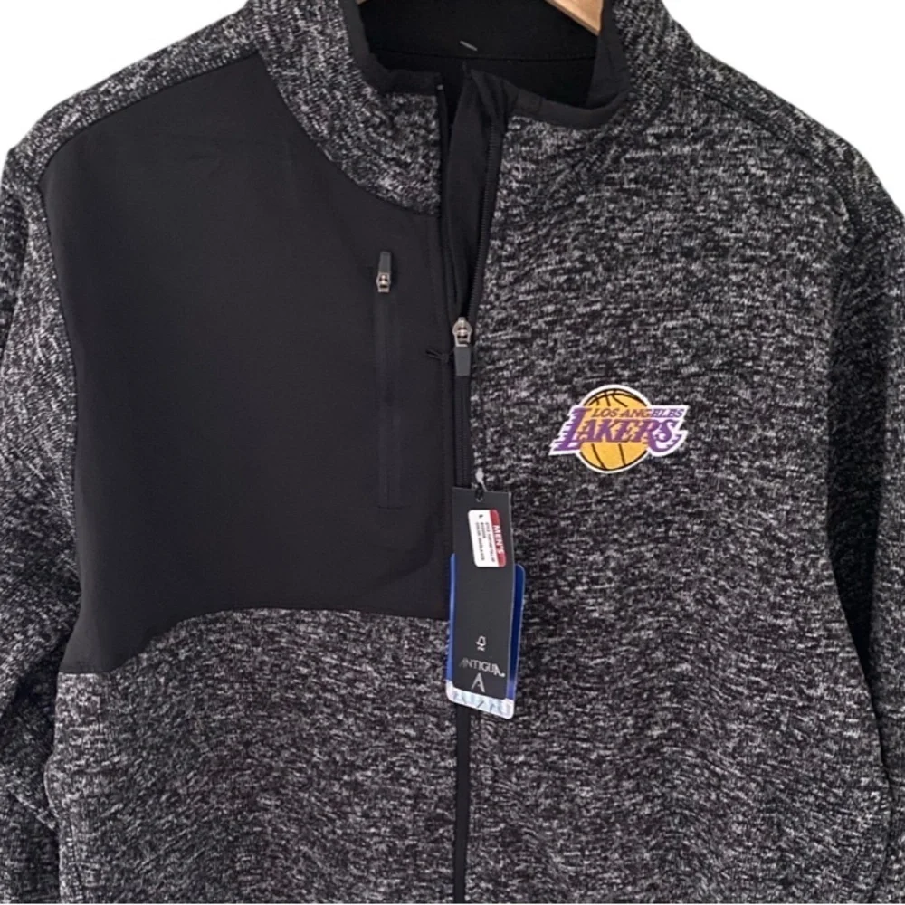 Antigua Los Angeles Lakers Fortune Full Zip Jacket Heather Black NWT Size L
